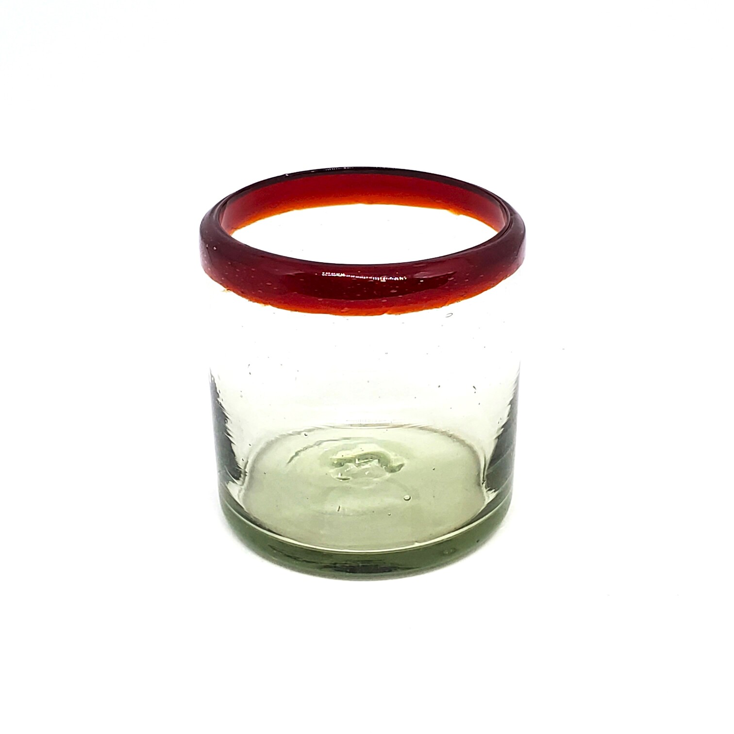 Ruby Red Rim 8 oz DOF Rock Glasses (set of 6)
